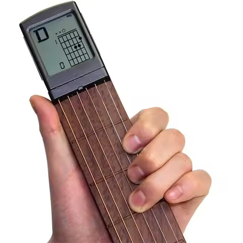 Pocket Guitar Chord Practice Tool, Portable Guitar Neck for Trainer Beginner w/a Rotatable Chords Ch