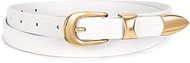 Women's Belt Slim Thin Waist Belt Women's Leather Belt for Trousers Jeans Belt with Gold Buckle 1.8 