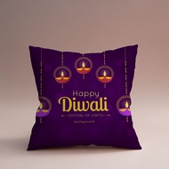 Happy Diwali Print Polyester Deepavali Pillow Covers Diwali Pillowcase Printed Short Plush Cushion Cover 45*45cm