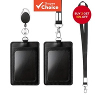 1 PC PU Leather ID Card Holder Work Card Access Card Holder Meal Card Easy Snap Stretch Card Holder
