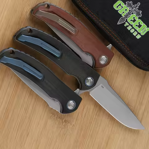 Green thorn Soft Overkill Folding knife，linen+titanium handle，vg10 blade outdoor camping hunting pra
