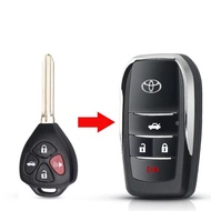 กุญแจรีโมท Toyota ที่ใส่กุญแจพับ เคสรีโมตกุญแจรถยนต์ แบบฝาพับ 4 ปุ่ม สําหรับ Toyota Vios Wish Altis Camry Commuter...