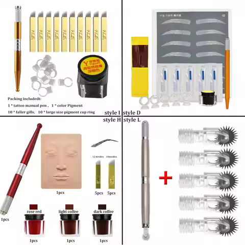 1 Set 3D Microblading Pen Tattoo Training Kit Eyebrow Tattoo Practice Professional Permanent Makeup 