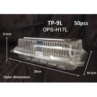 TP 9L / OPS-H17L Plastic Tray with Lock [ 50pcs± ] Bakery Disposable Clear Food OPS Box - Bekas Maka