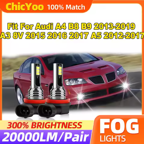 60W Canbus Car Fog Lights 20000LM Fog Lamps 12V 6000K White Fit For Audi A4 B8 B9 2013-2019 A3 8V 20