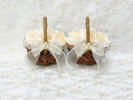 倒放戒指也不會掉落 玫瑰花籃式戒指枕 2 件組 香檳金 ver