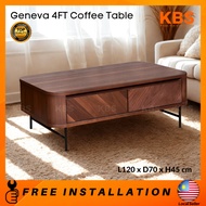 (SIAP PASANG) KBS Genava 4FT Coffee Table / 2 Drawers Storage / / Mid-Century Classic / L120 x D70 x