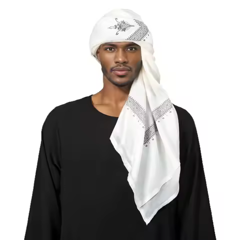 Arab Saudi Men's Shemagh Scarf Wrap, Cotton Keffiyeh Ghutra Headscarf for Middle East Style