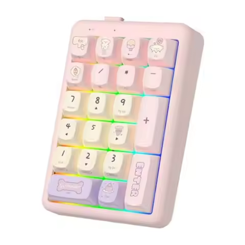 Wireless Number Pad BT 5.0 Mechanical Number Keypad for Laptop 21-Key Hot Swappable RGB Numeric Keyp