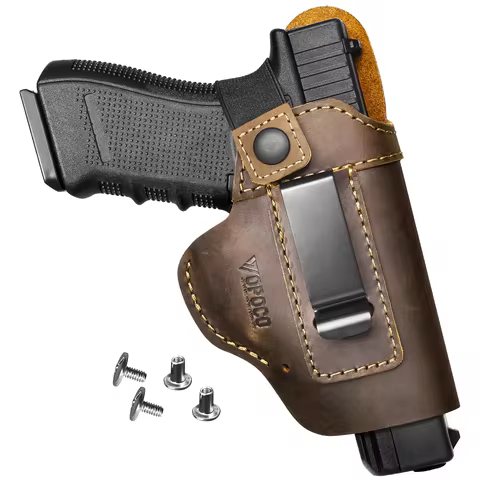 2026 New Universal IWB Leather Gun Holster for Glock 17 19 43 Sig P320 Springfield XD Ruger LC9 Taur