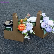 Annasun 10Pcs 1/2/4-Cup Drink Carrier With Handle Kraft Paper Cup Holder To Go Coffee Cup Holder For