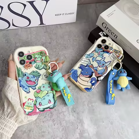 Squirtle Bulbasaur Wave Case With KeyChain For Xiaomi Redmi 9 10 12 13 14 A C Note 9 10 11 12 13 14 