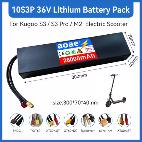 36V Electric Scooter Battery 10S3P 9Ah 18650 Grade-A Cells Built-in BMS 250W-500W T-XT60 for For Kug