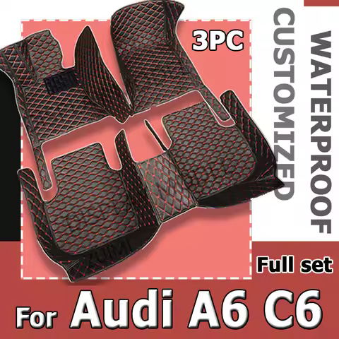 Car Floor Mats For Audi A6 C6 4F 2004~2011 Carpet Luxury Leather Mat Full Set Durable Rug Auto Inter