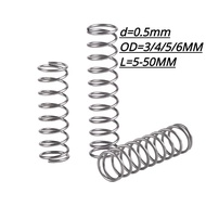 【XCF】Springs d0.5mm OD3/4/5/6mm SUS304 pressure spring length 5-50mm compression spring