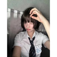 Hanni Korean Style Wig Female Short Hair Straight Hair Outer Lift Natural Daily Age-Reducing jk Full