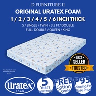 1/2/3/4/5/6 Inch Thick 100% Original Uratex Foam Mattress W Cotton Cover /  30x75 / 36x75 / 48x75 / 