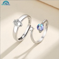 OPENMALL Moonstone Couple Ring Fashion Creative Star Astronaut Couple Ring Adjustable Ring Jewelry F