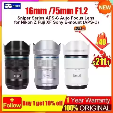 Sirui Sniper 16mm f1.2 23mm 33mm 56mm 75mm F1.2 APS-C Auto Focus Sirui Sniper For Sony E Mount Fuji 