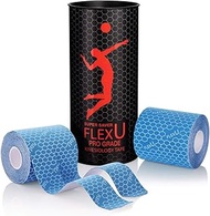 'FlexU Kinesiology Tape: 40 Wide Pre-Cut Y-shape strips (3'' x 10'') - Ideal for Lower Back, Shoulde