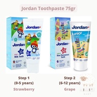 Jordan Kids Toothpaste Step 1 (0-5 Y) Step 2 (6-12 Y) Children's Toothpaste - 75g (Random Motif Vari