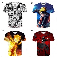 Harajuku Short Sleeve Pattern T-shirt Summer Top Men's 3D Printing Anime Naruto Inner Summer Sasuke Men's/Women's T-shirt