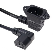 IEC320 C14 to C13 Extension cord,C14 with screw holes Right Angled and C13 Short, 60cm lenght, H05VV