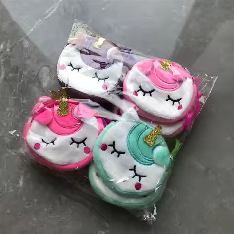 12PCS Mix 4Colors , 8CM Plush Coin BAG , Unicorn Coin Pouch