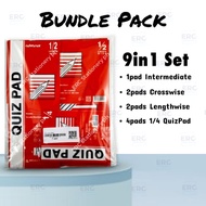 ERC 9in1 Set 1/4 1/2 Whole Quiz Pad Writing Paper, Supplies for Grade 1 - 6 & High School Students