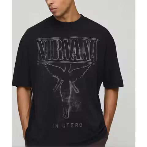 Nirvana Band Rock Apocalyptic Cobain Loose Vintage T-Shirt Art Music Theme Print Band T Shirt Punk S