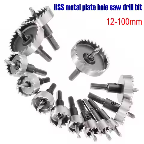 12-100mm HSS Metal Plate Hole Saw Hard Drill Bit Heavy Duty Hole Opener Cutter for Metal Stainless S