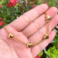 Rantai Tangan Gajah Emas Suasa Buah Hati Gold Plated Love Pendent Bracelet