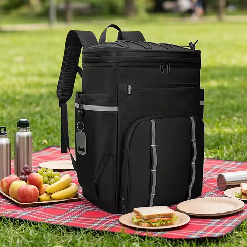 Zoyiancy 41L Insulated Cooler Backpack, Water-Resistant Black Soft Cooler Bag Holds 45 Cans, Large L