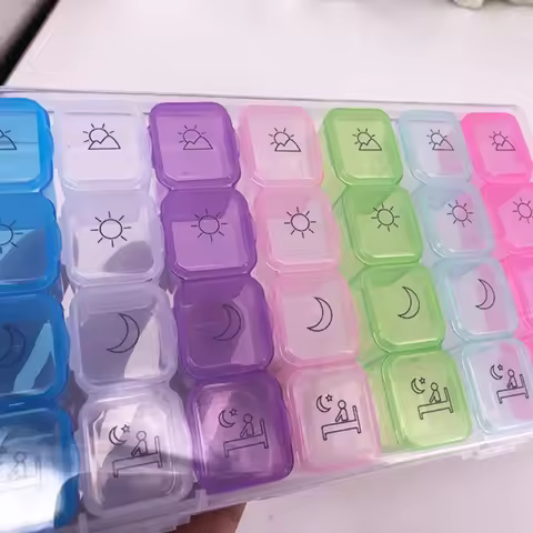 28 Grids Pill Container Weekly 7 Days Pill Box Holder Medicine Storage Organizer Container Drug Tabl