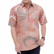 KEMEJA Men's batik Shirt Short Sleeve batik Writing lapis Sogan BM88