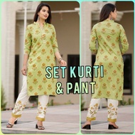 SET KURTI & PANT PUNJABI SUIT TOP & PANT COTTON WOMAN INDIAN BOLLYWOOD DRESS Readymade Salwar Kameez