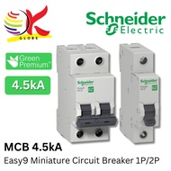 SCHNEIDER ELECTRIC EASY9 MINIATURE CIRCUIT BREAKER (MCB), 4500A, 230V, 6A-63A - 1P/2P (EZ9F34106)
