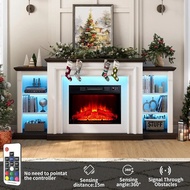 72 Led Electric Fireplace Mantel , Fireplace Tv Stand 80 Inch Tv , Modern Entertainment Center Stora