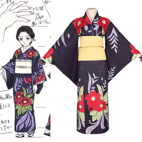Anime Demon Slayer Tamayo Cosplay Costume Kimetsu No Yaiba Wig Japanese Printing Kimono Haori Japane