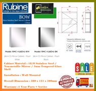 Rubine Stainless Steel Mirror Cabinet RMC-1138D10 | 18/8 Stainless Steel / Non-metallic Mirror / 5mm Tempered Glass Shelf | Available In 2 Colours | Free Express Delivery
