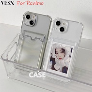 Clear Card Holder Transparent Phone Case Bag For Realme 12 12X 11 10 9 9i 8 8i 5 Pro+ Plus 4G 5G 202