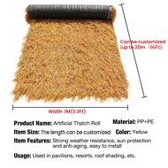 Yellow Thatch Grass Roof Artificial Mexican Straw Roll Fireproof Palapa Thatch Roofing Decorations