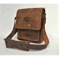 Levis Genuine Leather Men's Sling Bag Full Thick Genuine Cow Leather