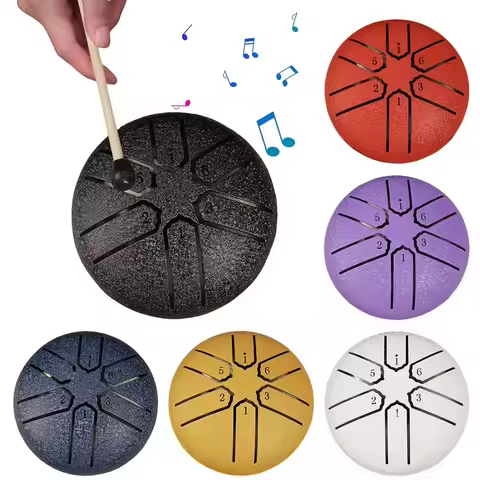 3-inch 6-tone Steel Tongue Drum Mini Hand Drum Meditation Rain Drum Ethereal Beginner Children's Enl