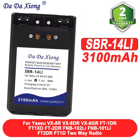 NEW 3100mAh SBR-14LI Battery For Yaesu VX-8R VX-8DR VX-8GR FT-1DR FT1XD FT-2DR FNB-102LI FNB-101Li F