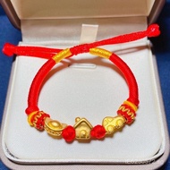 The bracelet is available999Gold Bracelet Room Gold Ingot Hard Gold3D5G Rich Baby Pure Gold Red Stri
