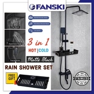 Rain Shower Set 3in1 Hot and Cold Mixer Shower Set Matte Black Ultra Thin Square Head Stainless Steel Water Saving
