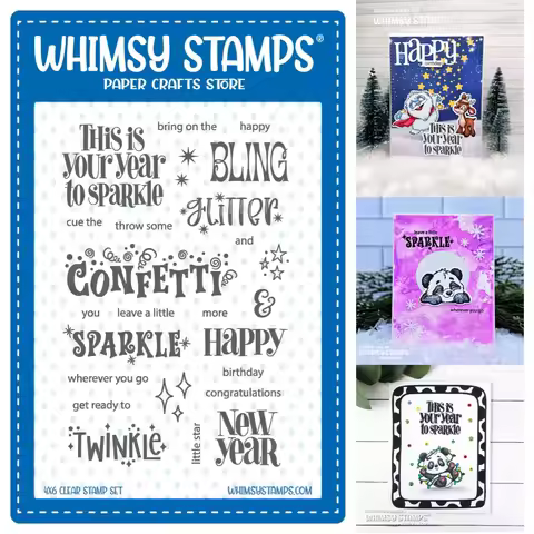 Christmas NEW Cue the Confetti Clear Stamps DIY scrapbooking craft supplies stamp photo album card m