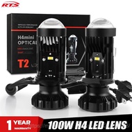 【Ready Stock】H4 LED Mini Lens T2 H4 LED Projector Lenses 100W 6000K White Light Car Headlight Bulbs 