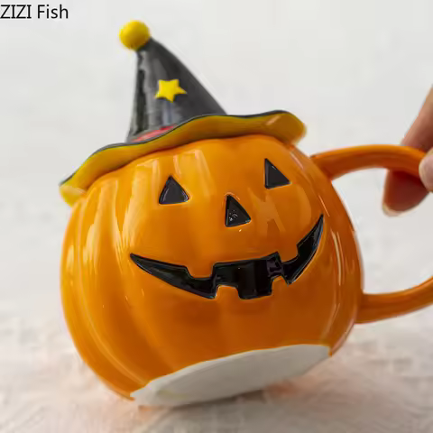 Halloween Pumpkin Porcelain Mugs Water Cup Creative Tableware Coffee Mug Dining Table Afternoon Tea 